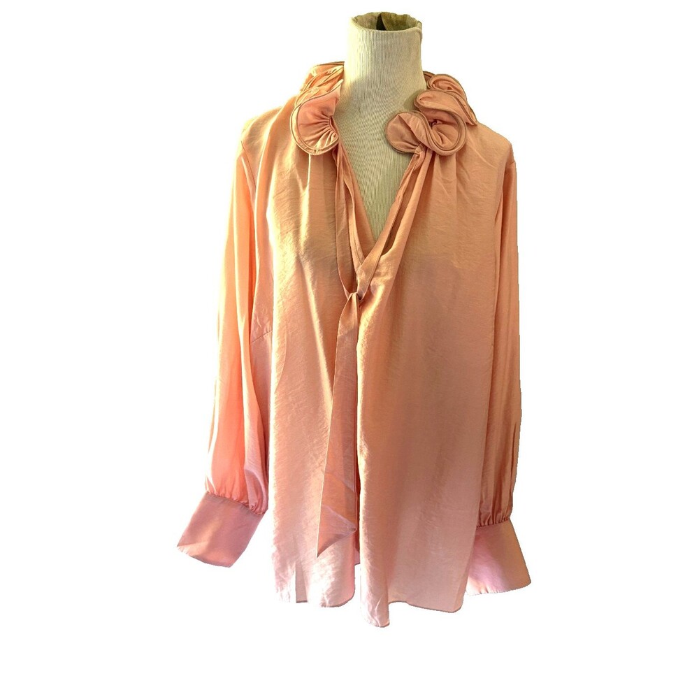 New City Chic Pink Antoinette Frill Ruffle Collar Balloon Sleeve Blouse XXL